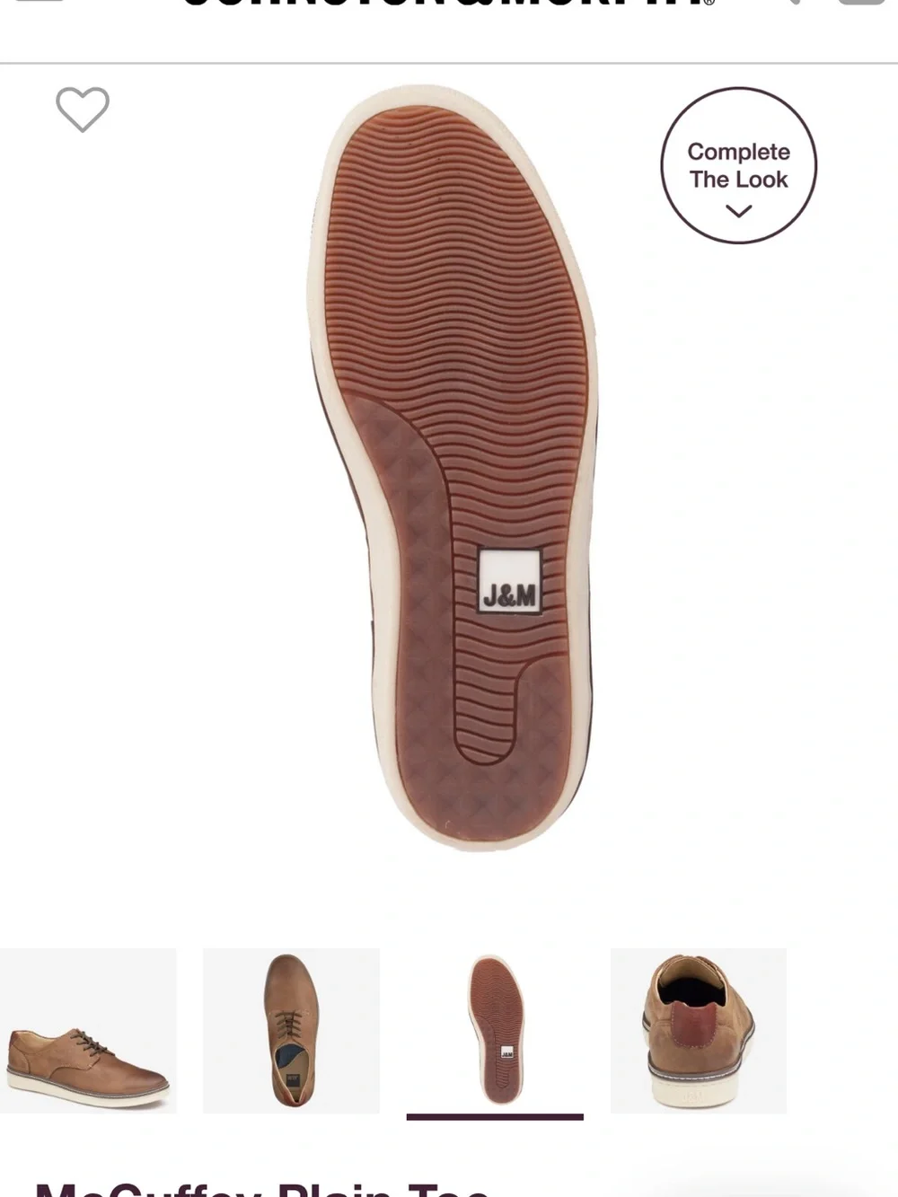 Johnston & Murphy McGuffey Plain-Toe Oxford in Brown Leather with Cream Sole